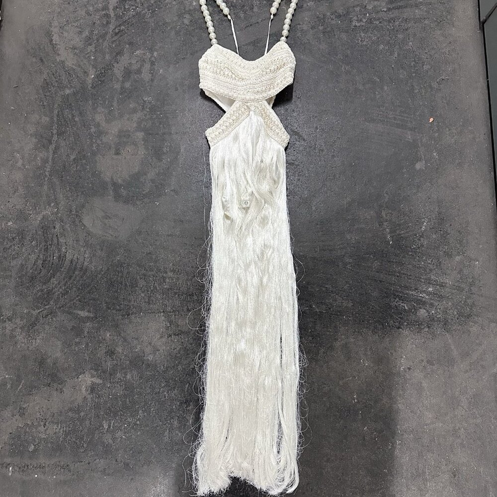 PatBO All-over Fringe Sleeveless Maxi Dress in White - Picture 4 of 8